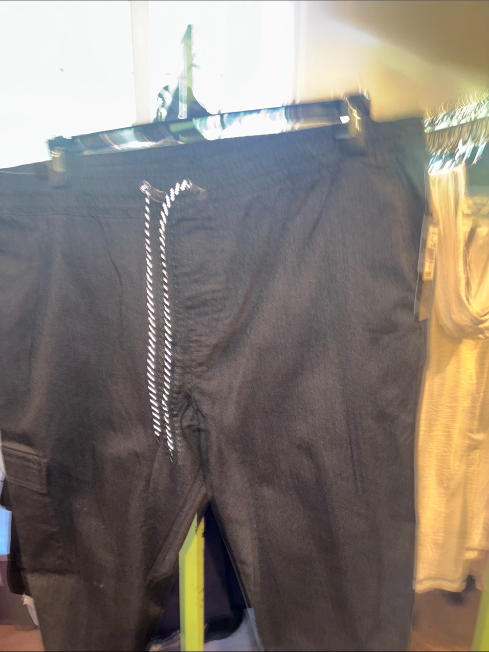 Men's Black Cargo Jogger Pants with Drawstring Waist - Picture 3 of 5